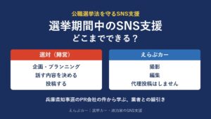 選挙期間中のSNS支援はどこまでできるか 企画と投稿は選対、撮影と編集はえらぶカー